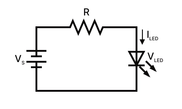 Circuit with LED and resistor